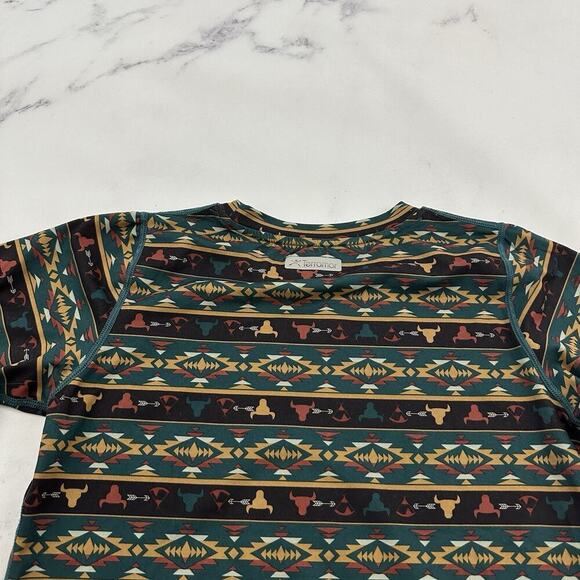 Terramar Womens Long Sleeve Top Size XL Green Brown Southwest Western Print - Picture 8 of 11